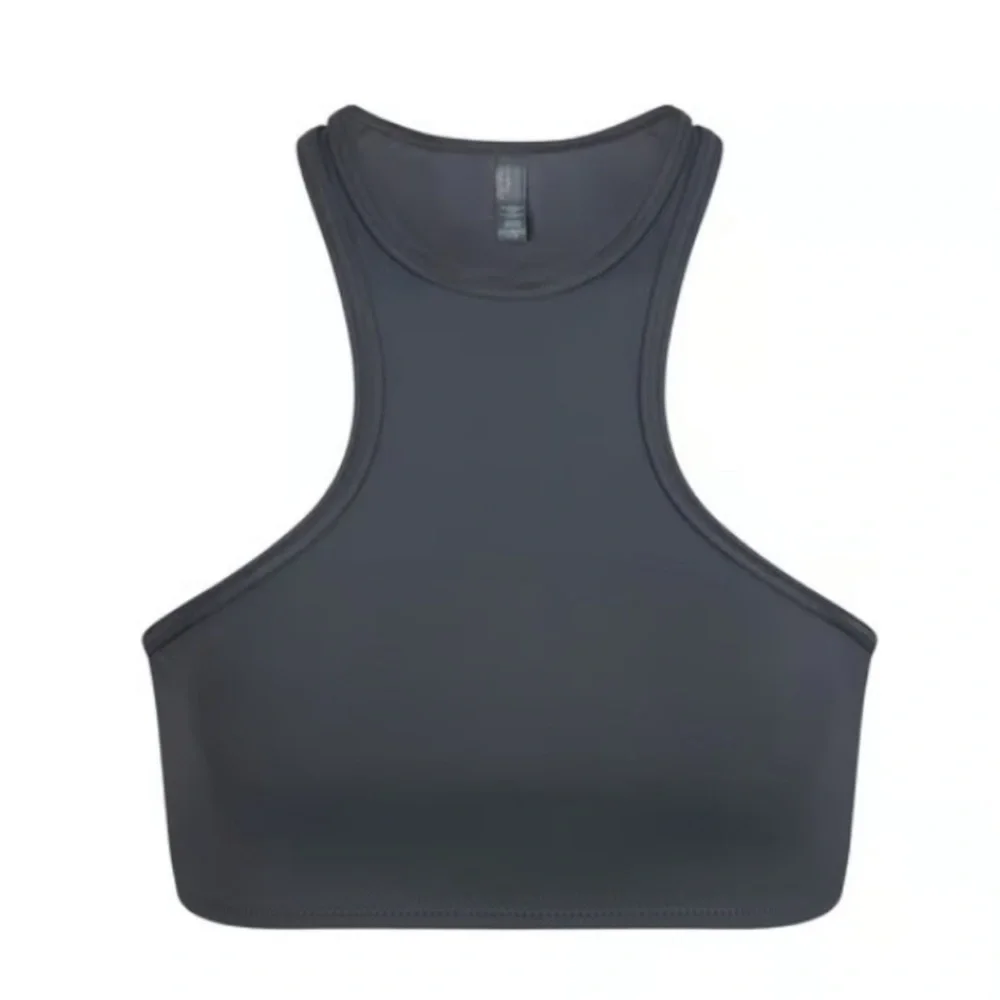Skims (B10) Swim High Neck Racerback Bikini Top - gunmetal NWT